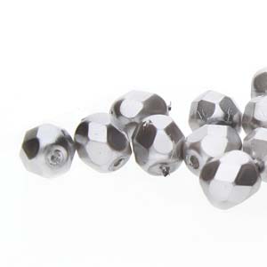 Czech Fire Polish 4mm-Glass Pearls Silver * 100 Bead Strand