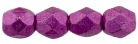 (image for) Czech Fire Polish 4mm-Sueded Gold Fuchsia Red