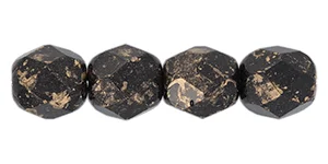 (image for) Czech Fire Polish 6mm-Jet Gold Marbled