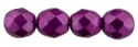 (image for) Czech 8mm Fire Polish Round - Sueded Gold Fuchsia Red