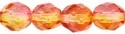 (image for) Czech 8mm Fire Polish Round - Dual Coat Fuchsia/Lemon