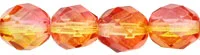 (image for) Czech 8mm Fire Polish Round - Dual Coat Fuchsia/Lemon
