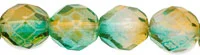 (image for) Czech 8mm Fire Polish Round - Dual Coat Orange/Teal