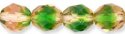 (image for) Czech 8mm Fire Polish Round - Green Pink Transparent