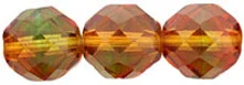 (image for) Czech 10mm Fire Polish Round - Topaz/Green Transparent