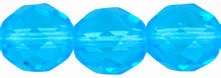 (image for) Czech 10mm Fire Polish Round - Aquamarine Transparent