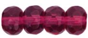 Czech Gem-Cut Rondelle 4mm x 6mm Fuchsia Transparent (image for) Czech Gem-Cut Rondelle 4mm x 6mm Fuchsia Transparent