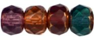 Czech Gem-Cut Rondelle 4mm x 6mm Copper Dark Color Mix (image for) Czech Gem-Cut Rondelle 4mm x 6mm Copper Dark Color Mix