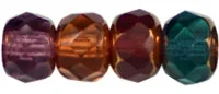 (image for) Czech Gem-Cut Rondelle 4mm x 6mm Copper Dark Color Mix