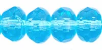 (image for) Czech Gem-Cut Rondelle 7 x 5mm Aquamarine Transparent