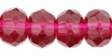 Czech Gem-Cut Rondelle 5 x 7mm Fuchsia Transparent (image for) Czech Gem-Cut Rondelle 5 x 7mm Fuchsia Transparent