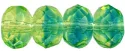 (image for) Czech Gem-Cut Rondelle 9mm x 6mm Green/Blue Transparent