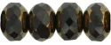 (image for) Czech Gem-Cut Rondelle 9mm x 6mm Jet Bronze