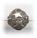 (image for) Bali Silver Round Bead - 10mm Textured Bead with Hand Cut Stars * 5 Pieces