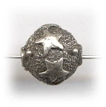 (image for) Bali Silver Round Bead - 10mm Textured Bead with Hand Cut Stars * 5 Pieces