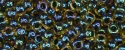 (image for) TOHO 11/o Round-Moss Green Lined Amber Transparent. 11T244