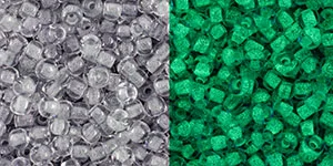 (image for) TOHO 11/o Round-Glow in the Dark-Dark Grey / Bright Green. 11T2725