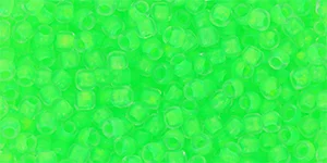 (image for) TOHO Size 11/o Round-Neon Green Lined Crystal Matte. 8T805FM