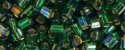 (image for) TOHO Size 11/o Triangle Shape Seed Bead-Emerald Green Silver Lined Rainbow