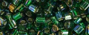 (image for) TOHO Size 11/o Triangle Shape Seed Bead-Emerald Green Silver Lined Rainbow