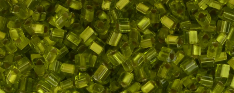 (image for) TOHO Size 11/o Triangle Shape Seed Bead-Peridot Green Silver Lined Matte