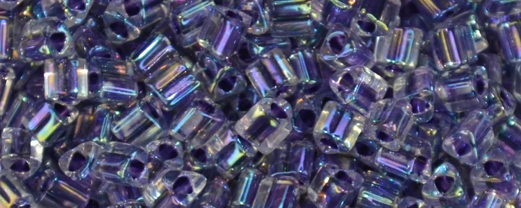 (image for) TOHO Size 11/o Triangle Shape Seed Bead-Dark Purple Lined Crystal Rainbow