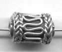 (image for) Bali Silver Tube Bead - Scrolled Design with Braided Wire Edges * 5 Beads