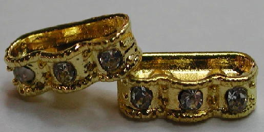 (image for) 13x5mm Gold 2-Hole Rhinestone Spacer-Crystal-10 pack