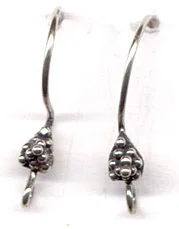 (image for) Bali Silver Earwire - Granulated Beaded Pyramid Handmade Earwires * One Pair