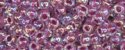 (image for) TOHO 15/o Round Seed Bead-Cranberry Lined Crystal Rainbow. 15T771
