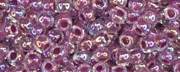 (image for) TOHO 15/o Round Seed Bead-Cranberry Lined Crystal Rainbow. 15T771