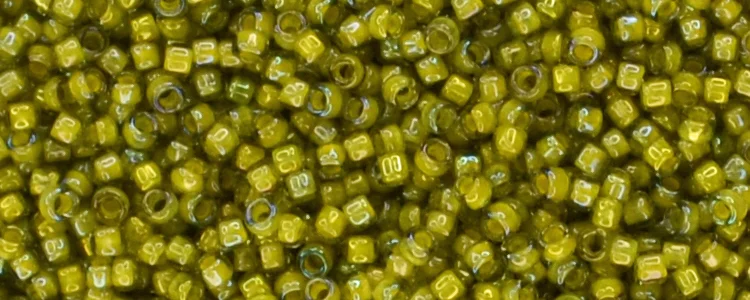 (image for) TOHO 15/o Round Seed Bead-Yellow Lined Light Olive Rainbow. 15T246