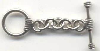 (image for) Bali Silver Toggle Clasp Set - 8mm Small Wire Wrapped Design * 5 Sets