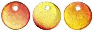(image for) Czech One hole Lentil-Dual coated Fuchsia/Lemon #CZ1HLFUL