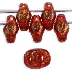 (image for) Czech SuperDuo-Siam Ruby Gold Marbled * 10 Grams