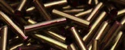 (image for) TOHO Size 3 Bugle Bead. 9mm Length-Raspberry Lined Olivine
