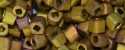 (image for) TOHO 3mm Cube Shape Seed Beads-Golden Green Metallic Matte