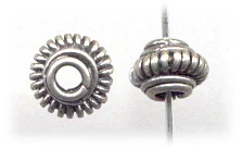 (image for) Bali Silver Spacer - 6mm Coiled Center Spacer Bead * 10 Beads