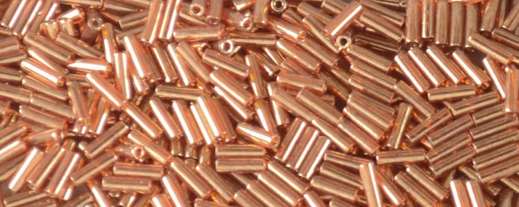 (image for) TOHO Size 2 Bugle Bead. 6mm Length-Dark Hyacinth Gold Luster