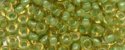 (image for) TOHO Size 6/o Round Seed Bead-Light Green Lined Light Topaz Transparent 6T945