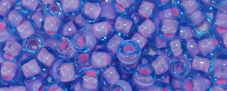 (image for) TOHO Size 6/o Round Seed Bead-Pink Lined Aqua Transparent 6T937
