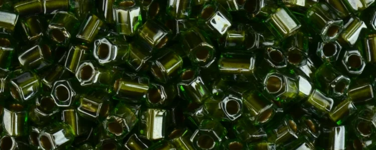 (image for) TOHO Size 8/o Hexagon Shape Seed Bead-Metallic Lined Olive Luster