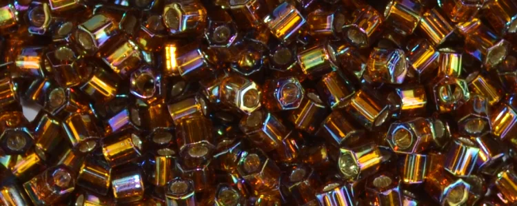(image for) TOHO Size 8/o Hexagon Shape Seed Bead-Smoke Topaz Silver Lined Rainbow