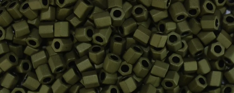 (image for) TOHO Size 8/o Hexagon Shape Seed Bead-Olive Green Metallic Matte
