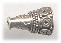 (image for) Bali Silver Cones - Spiral, Wrapped Wire & Stars Design * 2 Pieces