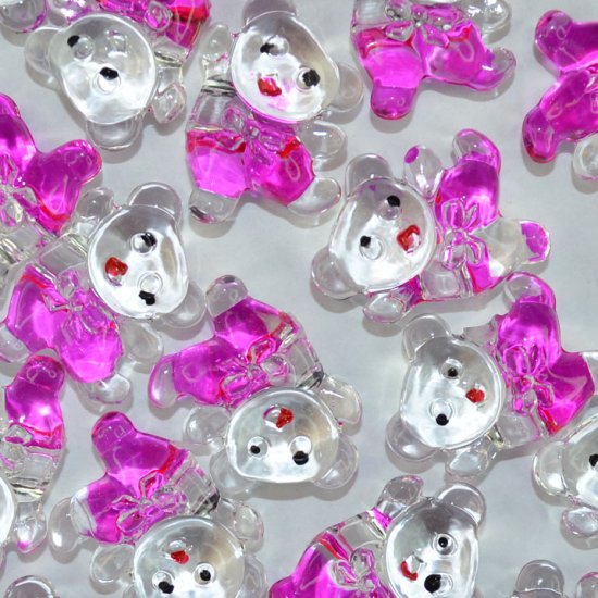 (image for) Acrylic Bead- 29mm Bear Beads- Translucent 2 Color * 10 Bears - Click Image to Close