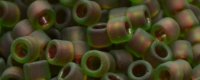 (image for) TOHO Aiko Precision Cylinder Bead. Dark Red Lined Emerald Matte TB-250FM