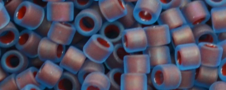 (image for) TOHO Aiko Precision Cylinder Bead. Red Lined Aqua Matte TB-381FM