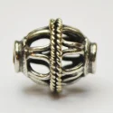 (image for) Bali Silver Oval Bead - Openwork Bead with Twisted Wire Band * 5 Beads