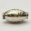 (image for) Bali Silver Tube Bead - 12x6 Stamped Textured Oval * 10 Beads